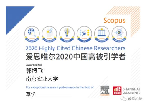 恭賀三賢登榜，共繪草學新篇——中國學者榮膺愛思唯爾2020高被引榮譽慶典活動策劃